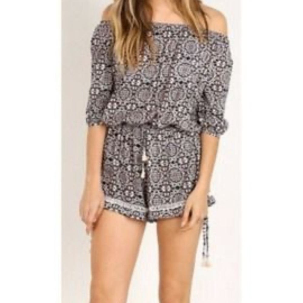 Faithfull the Brand Off the Shoulder Boho Romper​​